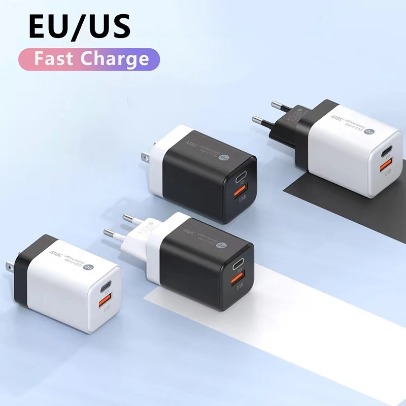 Xiaomi ultrasnabbladdare typ-c snabbladdningsadapter usb 3.0 2 portar snabb telefonladdare eu/us-kontakt för iphone huawei