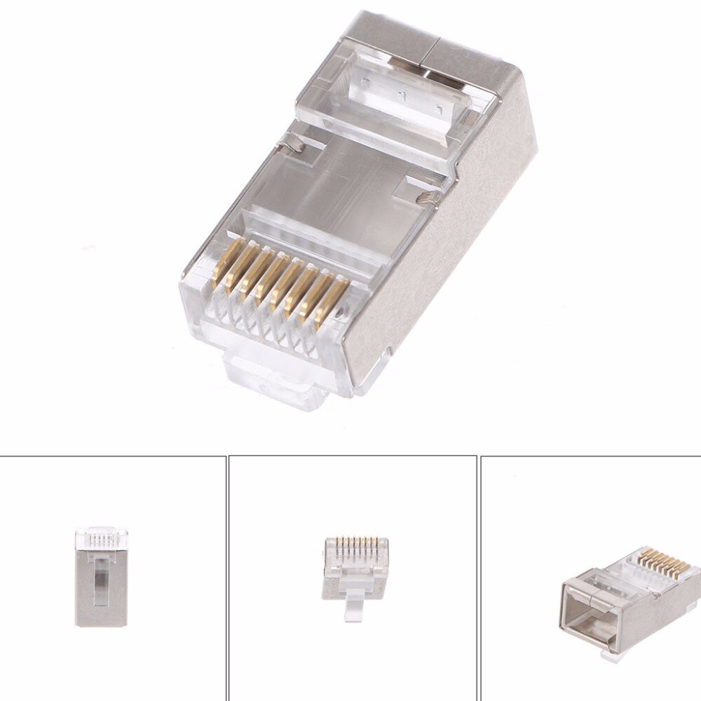 100 Stks/set RJ45 Netwerk Connector Plug CAT6 Modulaire Stekkers Afgeschermde Versie Met Draden Insert Laden Bar