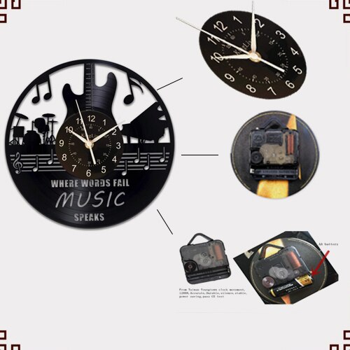 Musical Led Vinyl Wall Clock 12 Inch Quartz Antique Style Large Decorative Decorate your bedroom living room