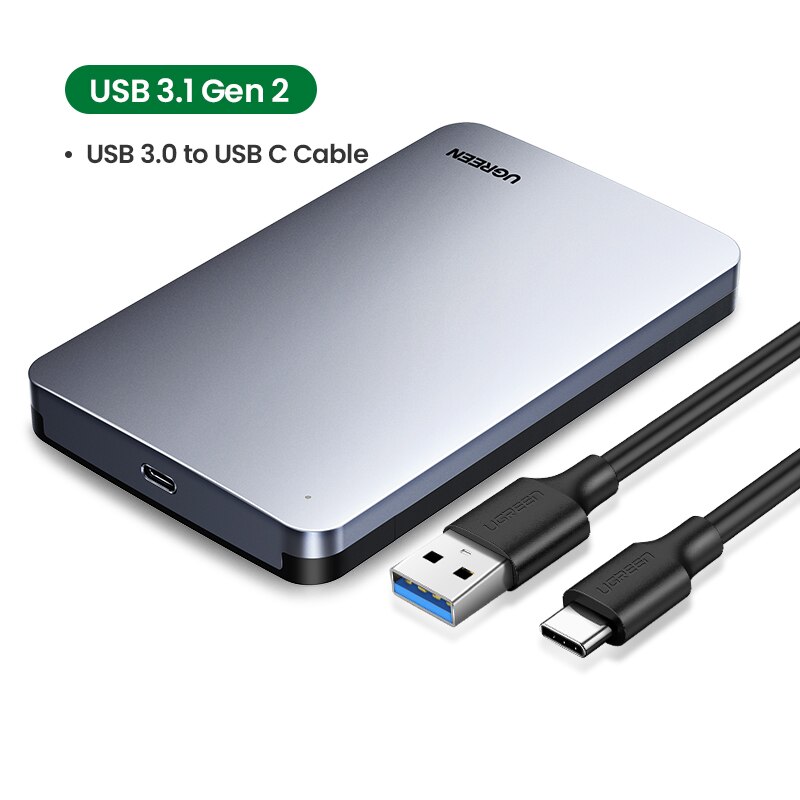 Ugreen HDD Case USB C Hard Drive Enclosure for 2.5" SATA SSD HDD Aluminum USB C to SATA Adapter USB 3.1 Gen 2 Support UASP SATA