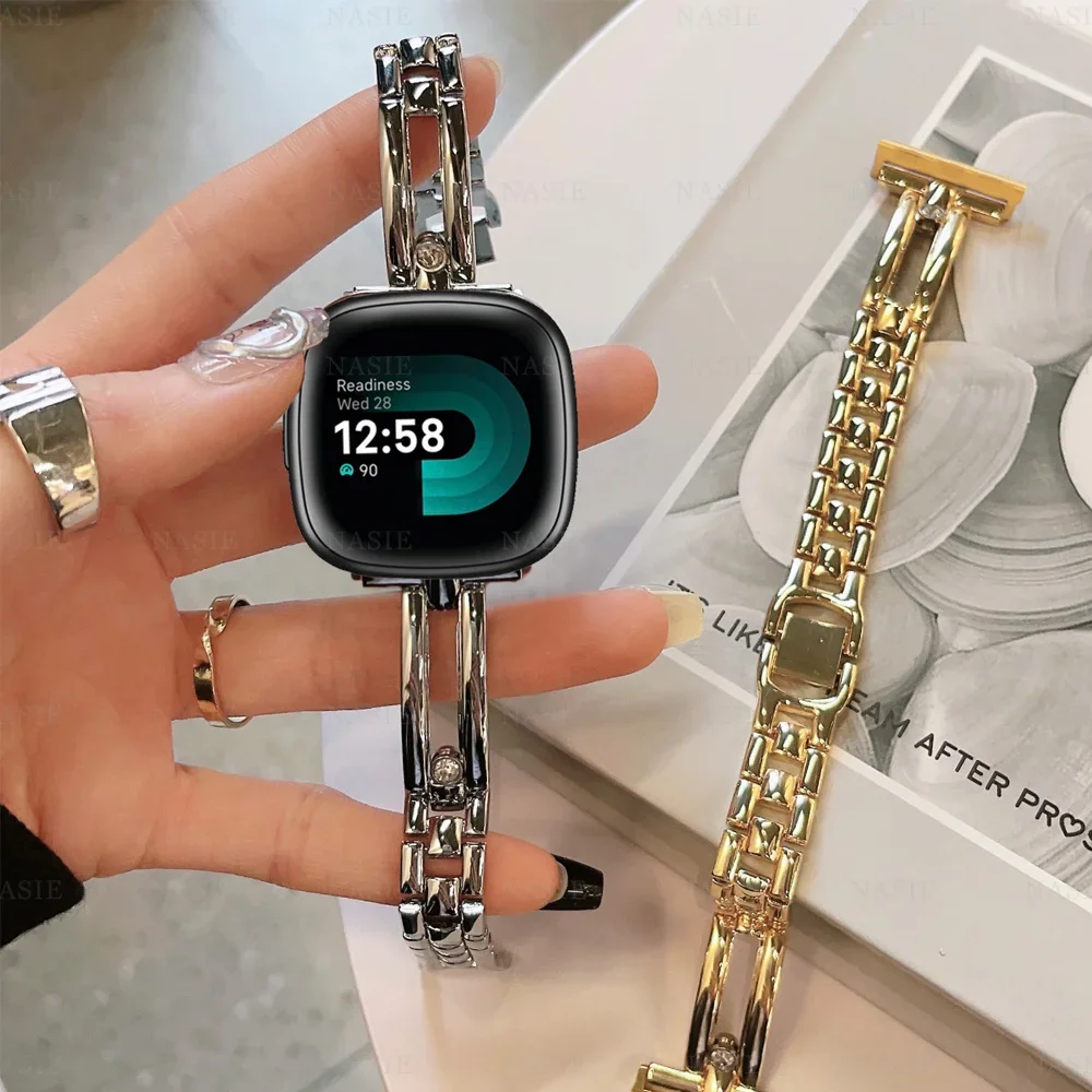 Slim Diamond Bracelet For Fitbit Versa 1/Versa 2/versa 3/Versa 4 Watch Strap Metal Bracelet For Fitbit Versa Lite/Sense 2 Strap