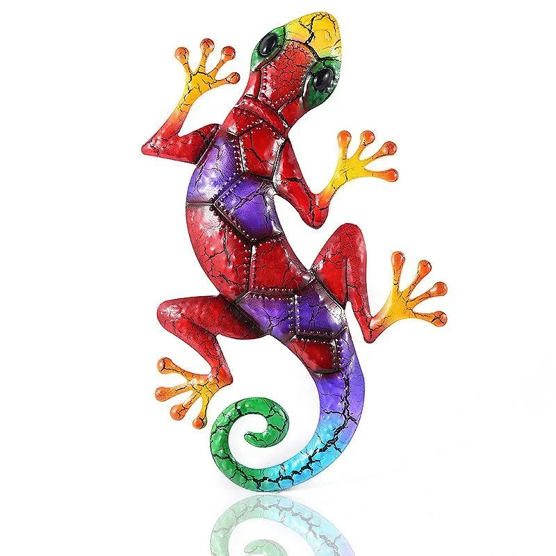Metal Gecko Yard Garden Decoration for Outdoor Statues Home-garden Wall Decor Miniature Accessories Sculpture Lizard Ornaments: Red