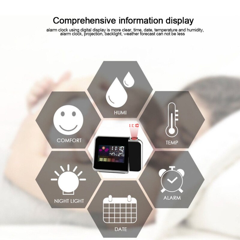 Reloj de sobremesa Led, reloj de alarma de proyección, reloj Digital con función de despertador, proyector retroiluminado, relojes digitales de escritorio con proyección de tiempo