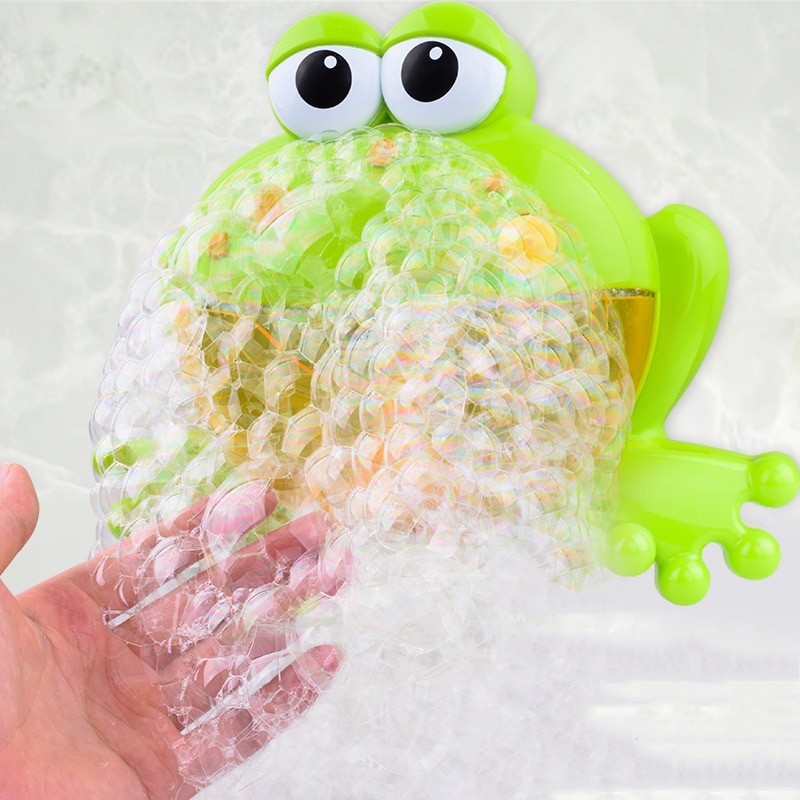 Baby Bath Toys Bubble Machine Big Frogs Automatic Bubble Maker Bathtub Soap Machine Blower Music Bath Toy for Baby & free