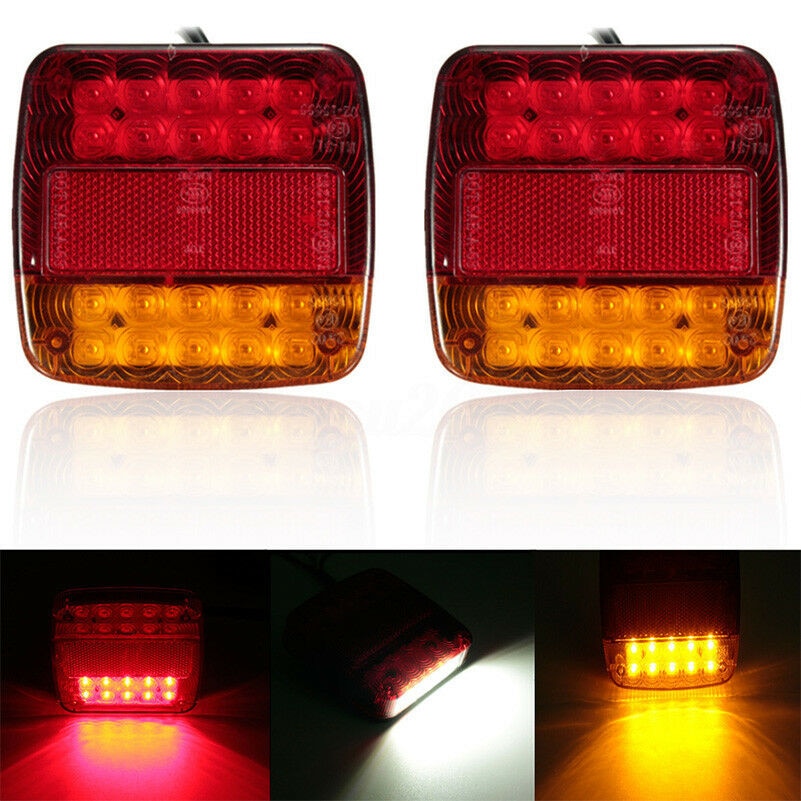 2 stuks LED Light Rood/Amber/Wit Aanhangwagen Vrachtwagen Achterlichten Brake Stop Richtingaanwijzer Universele ALS/ ABS LED Achterlicht
