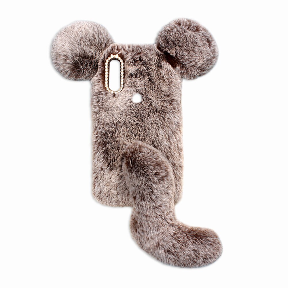 Biały kreatywny pluszowy kształt etui na telefon kryształ górski zima trzymać ciepły Phoho muszla miękka, odporna na wstrząsy pokrywa kompatybilna z galaktyka: brązowy