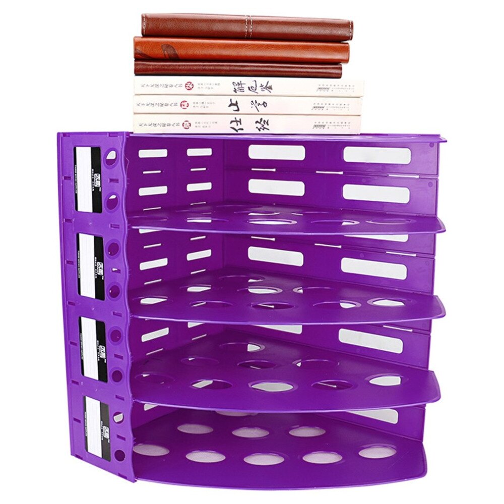 TIANSE TS-1306 Special Plastic 4 Section Divider File Rack Multifunctional Home Office Desktop Storage Bookshelf