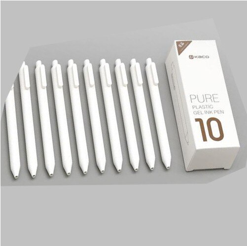 Original Xiaomi KACO rotuladores 10 unids/pack la escuela bolígrafo papelería pluma relleno de Suiza Japón tinta negra añadir pluma Mijia: KACO 10PCS white