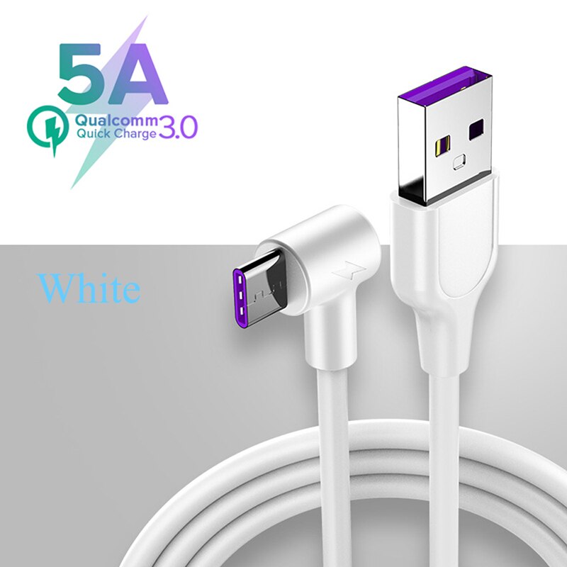 5A Tipo C Cabo USB Para Huawei Companheiro P30 Pro P20 20 Carregamento Rápido-Tipo C C USB Cabo Para Samsung Xiaomi Super Carregador S10 Kable: 2M Type C Cable / 5A Type C White