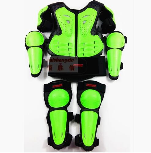 Sx081 børne motorcykel panser anti-fald beskyttelse dragt panser baby knæ beskyttelse albue: Grøn