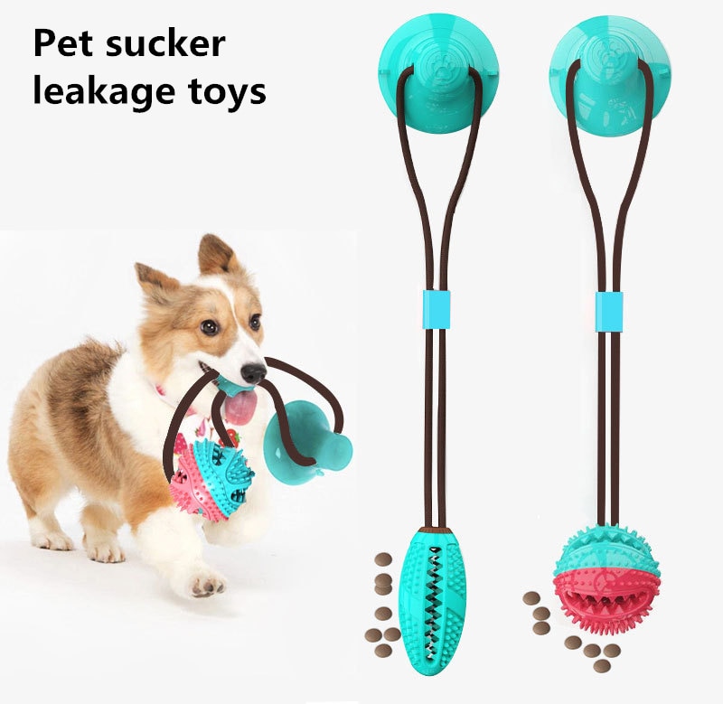 ZACOR Interactive Ropes Toys Multifunction Pet Dog Molar Bite Toy Self-Playing Rubber Chew Ball Toy with Suction Cup