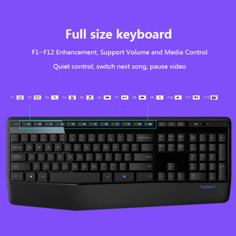 Logitech MK345 wireless Keyboard Mouse Combos For PC Laptop Optical Ergonomic Mice Full Size keyboard Combos