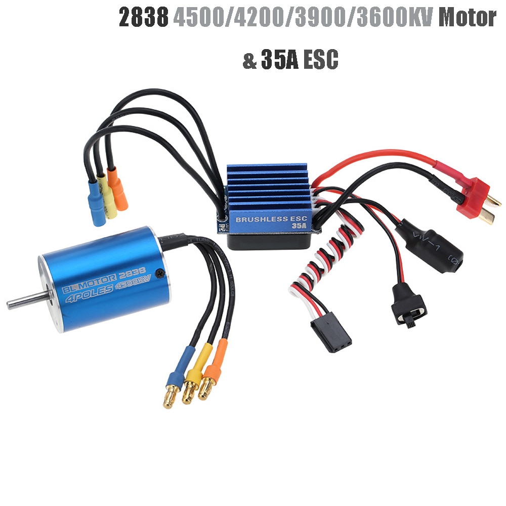 2838 3600kv 4500kv 4p sensorløs børsteløs motor & 35a børsteløs esc elektronisk hastighedsregulator til 1/14 1/16 1/18 rc biler