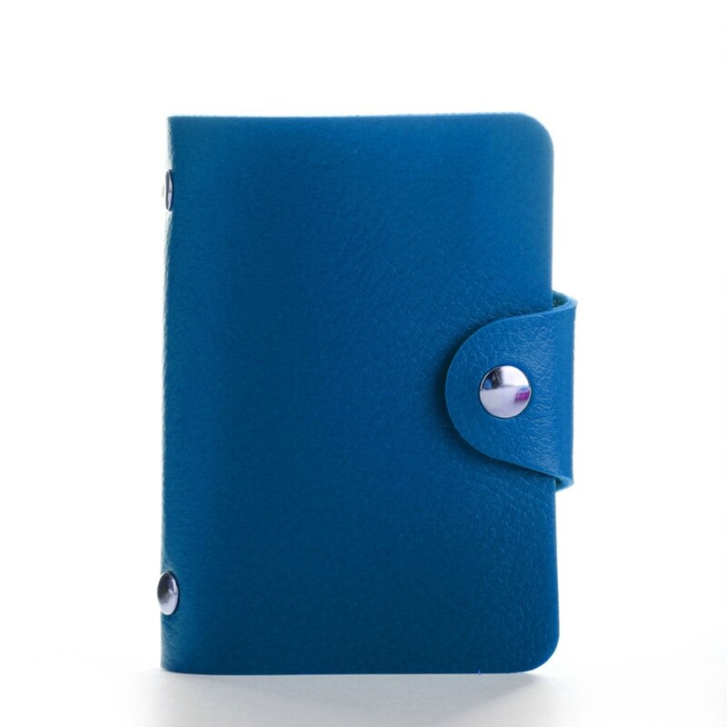 Skórzany identyfikator firmy PU etui na karty kredytowe kieszonkowy portfel portmonetka Organizer C90E: Blue 24 Bits