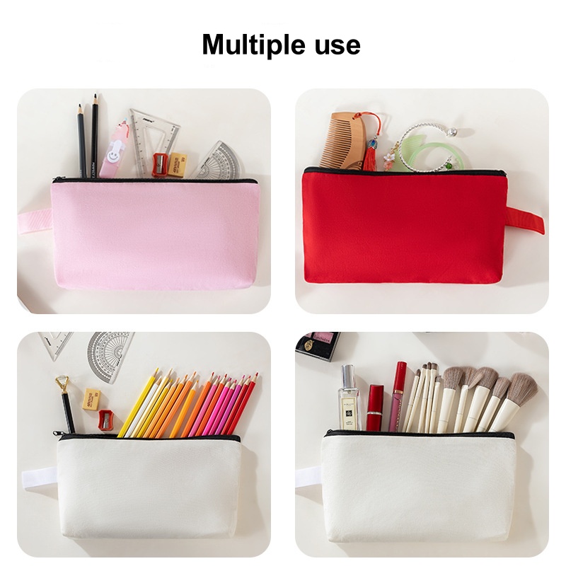 StoBag 10pcs Colorful Canvas Cotton Bag with Zipper Handheld Cosmetic Stationery Package Storage Makeup Handbag Portable Pouches