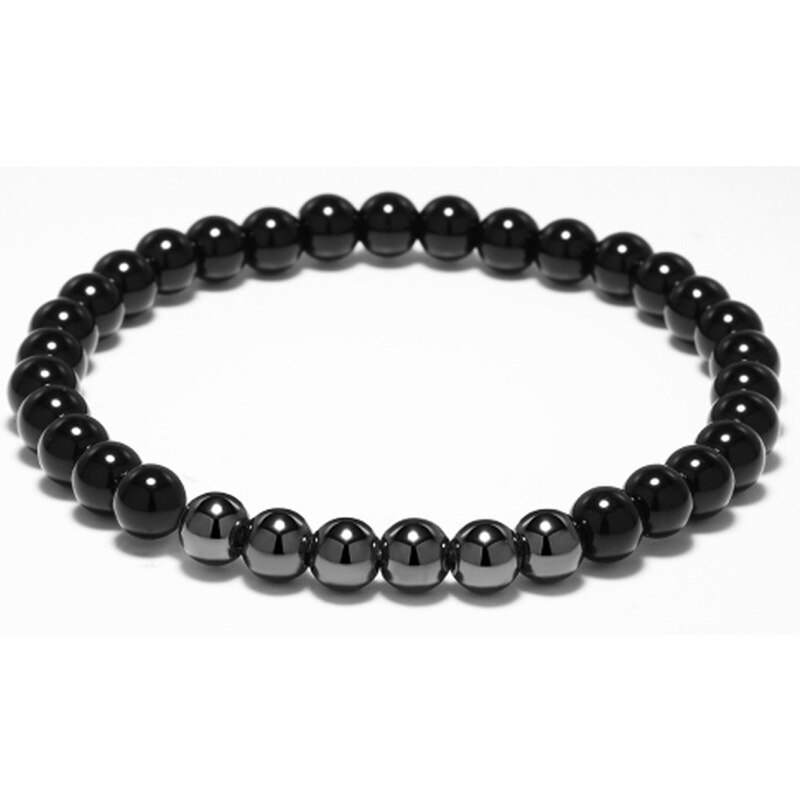 6mm shinny onyx Stein perlen armband schädel männer armbänder für frauen schmuck pulsera hombre armband zubehör bileklik