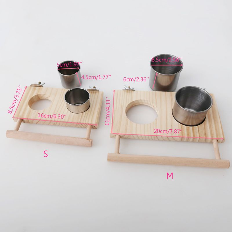 Vogel Voeden Bekers Met Klem Papegaaienkooi Water Feeder Bowl Rvs Coop Schotel Platform Baars Stand Speelgoed