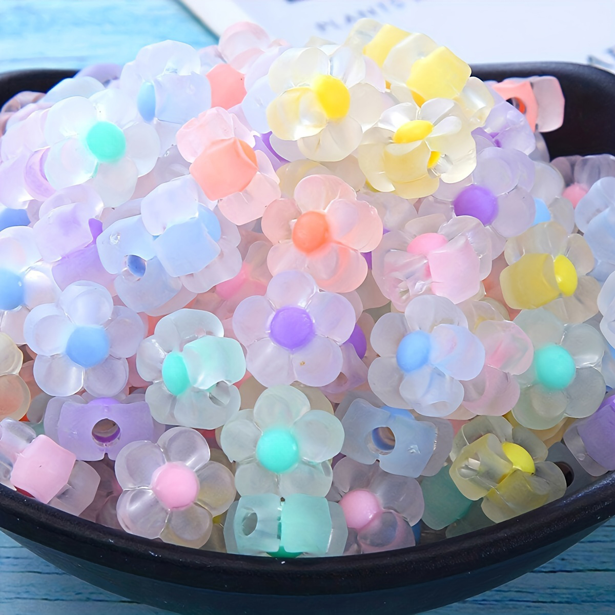 100 Uds. Cuentas acrílicas de girasol de 12mm, cuentas espaciadoras de colores mezclados transparentes mate, pulseras hechas a mano, pendientes, joya de verano: Blanco