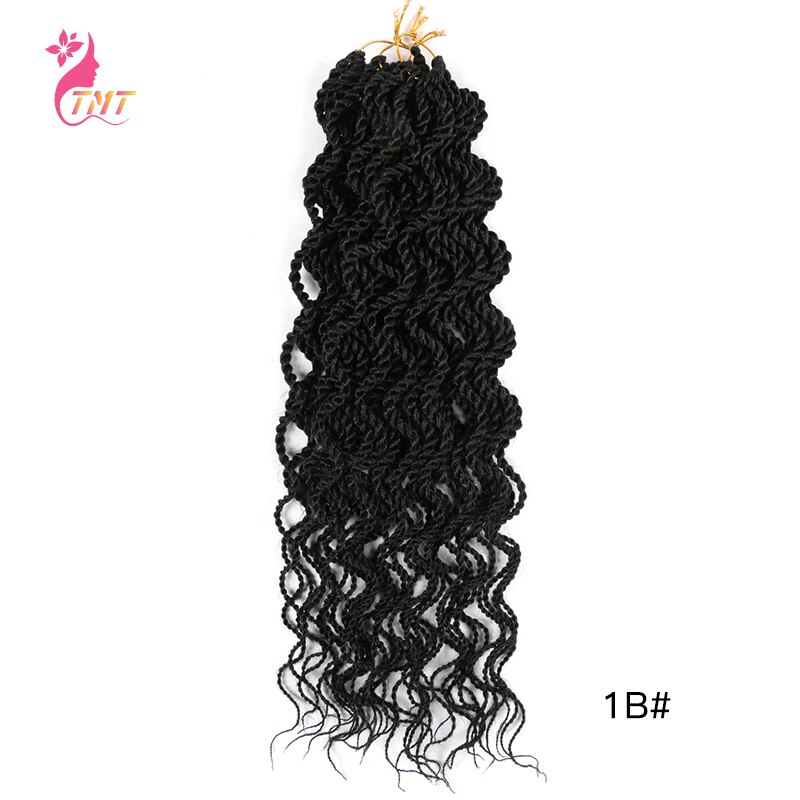 18 "pelo trenzado rizado senegalés Twist trenzas cabello ombré ondulado senegalés Twist pelo sintético del pelo de extensión de trenza de cabello 15 raíces: 1B