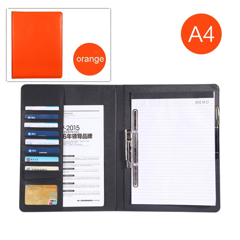 Popular trends PU faux leather conference report folder A4 file folders for documents signature sales office supplies 1211A: orange