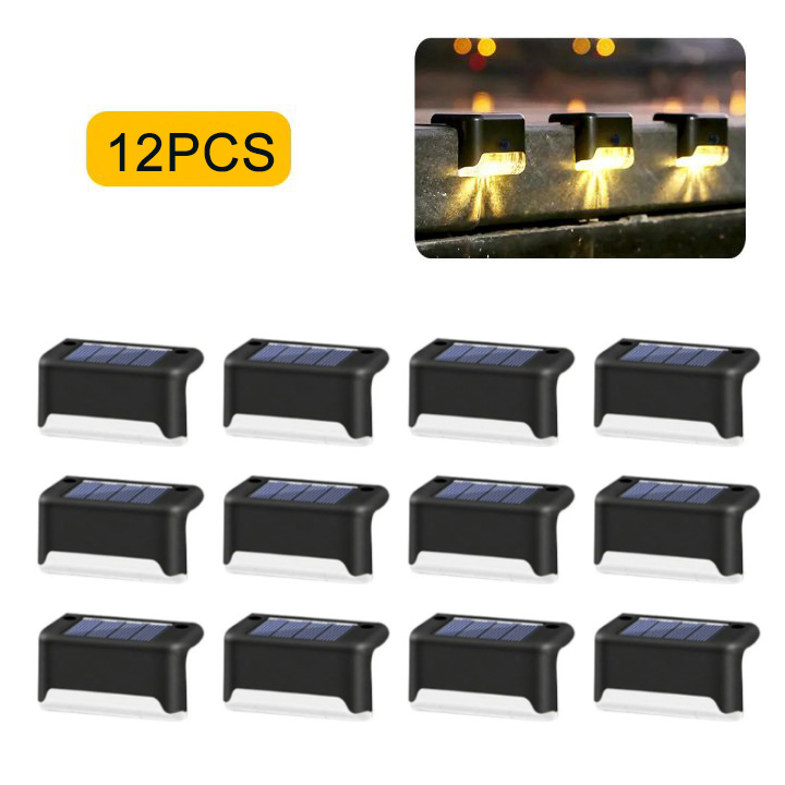4/8/12 Stuks Led Solar Stap Lamp Outdoor Tuinverlichting Solar Trap Licht Waterdicht Hek Lamp decoratie Voor Patio Path Dek Trap: YELLOW