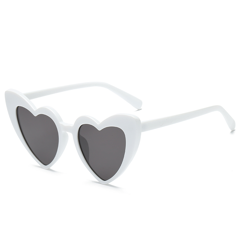 Owl City Heart Sunglasses Women Vintage Red Hearts Shaped Sunglass Ladies Retro Brand Eyewear 90s for Female Shades: WHITE