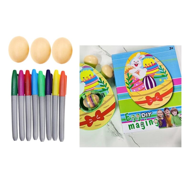 DIY Egg Painting Toy Decorating Spinner Easter Decoration Hand Painted Easter Egg DIY Painting Graffiti Party Favor D5QA