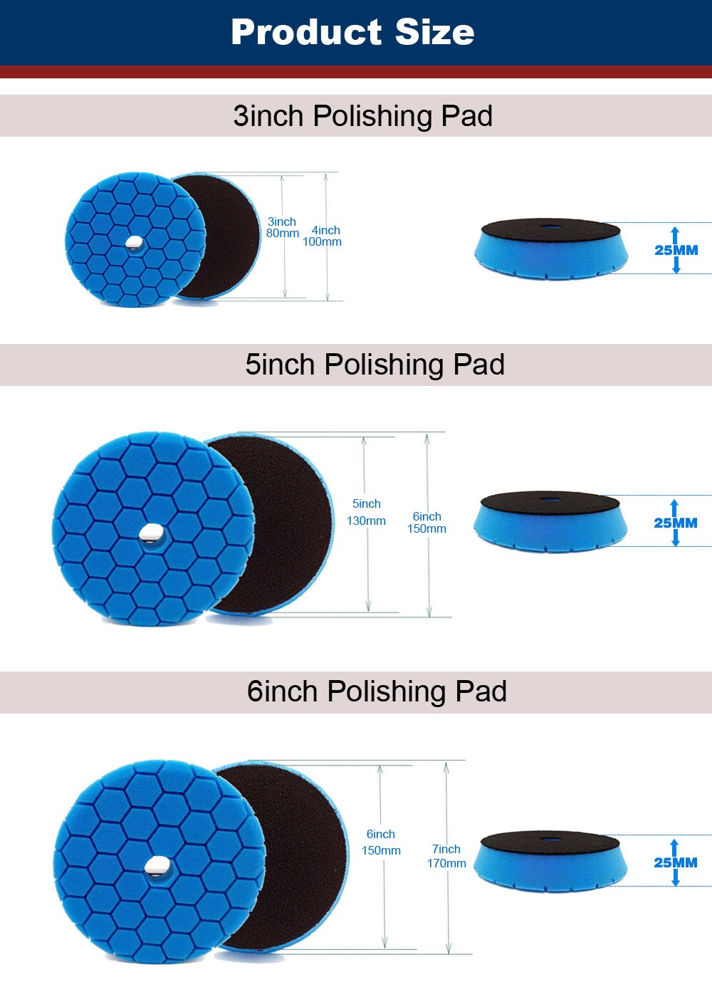 HUTU 3/5/6 Inch Sponge Polishing Pad Waxing Buffing Pads Kit Glossy Pad 125mm Car Headlights Polishing Disc For RO/DA Polishier