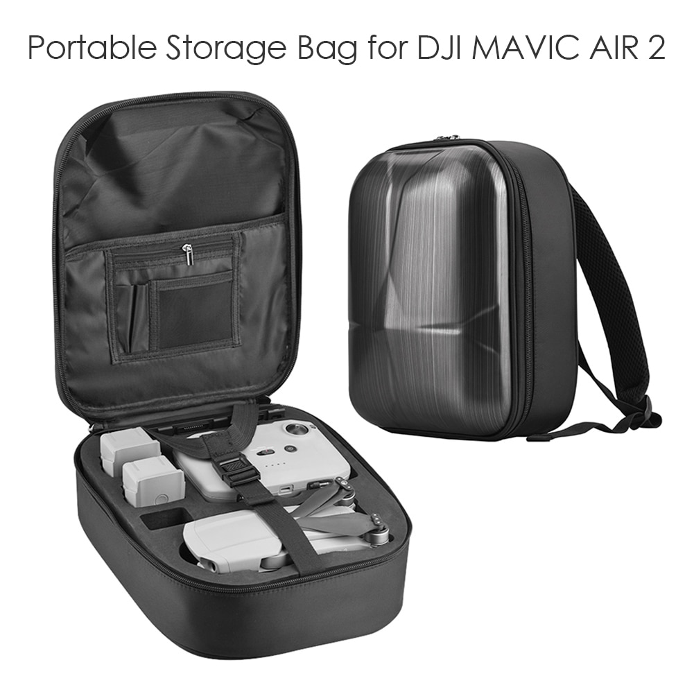 Hard shell rygsæk til dji mavic air 2 dobbelt lynlås vandtæt beskyttende taske bæretaske skuldertasker drone tilbehør