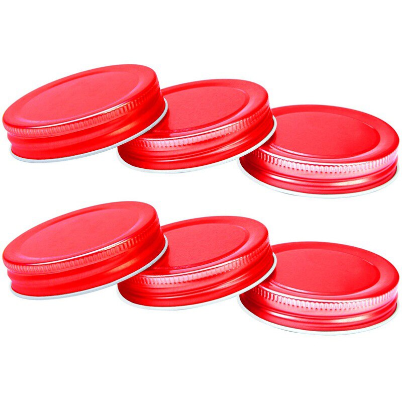 24 Packs Mason Jar Lids Regular Mouth Leak Proof Secure Mason Storage Solid Caps (Red)