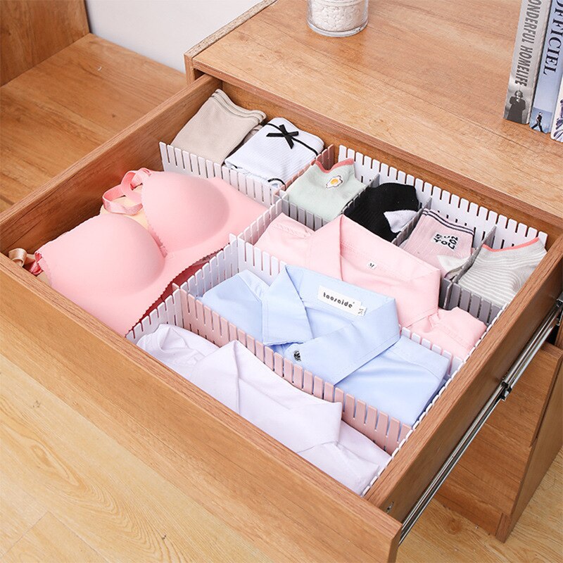 4 PCS Drawer Storage Partition Board Plastic Partition Board Free Combination Household Finishing Grid Drawer Partition