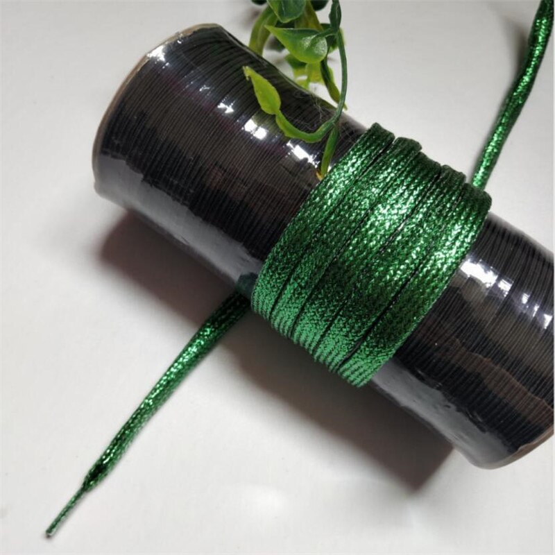 1 Pair Shiny Gold Silver Thread Shoelaces Glitter Flat Shoelaces Sparkly Bootlaces Colors Shimmering 110cm Shoe Laces Colored: Green