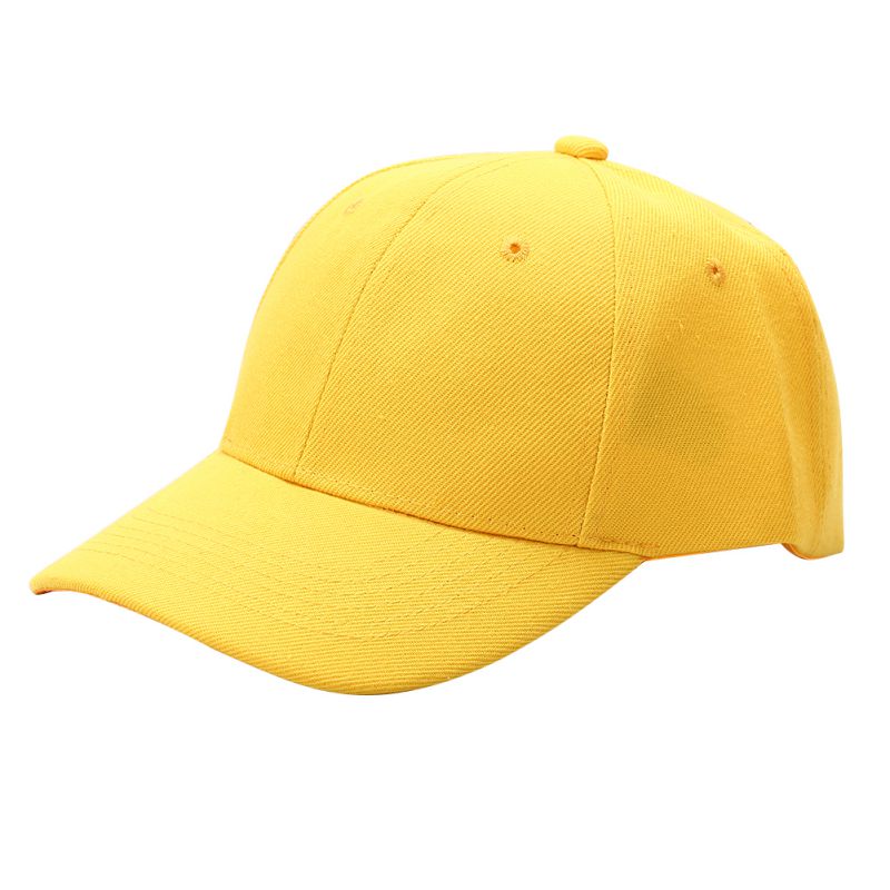 Men Women Plain Baseball Cap Unisex Curved Visor Hat Hip-Hop Adjustable Peaked Hat: YELLOW
