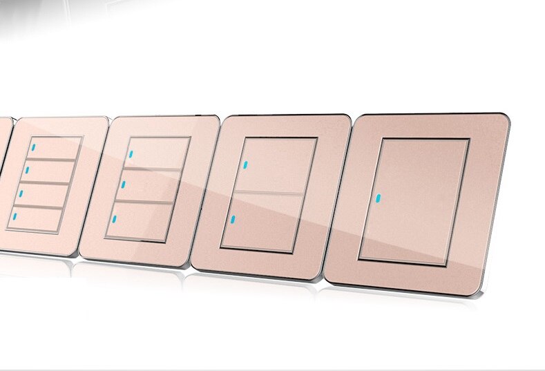 86 Press Button 1 Gang 1 Way LED Random Point Switch Mirror Acrylic Household Stainless Steel Brushed Panel: champagne