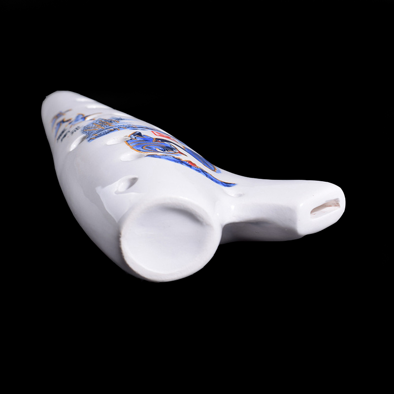 Flûte Ocarina Alto C, 12 trous, motif de Style chinois, céramique blanche pour débutant