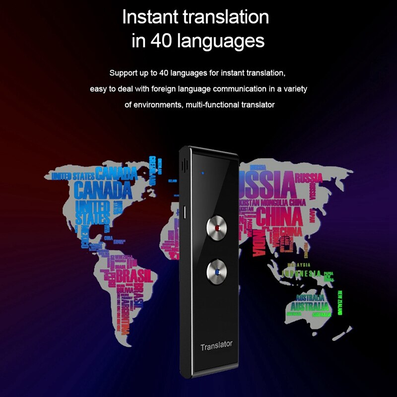 Traductor De Voz Portátil Varios Idiomas 40 Idiomas Aplicación En Tiempo Real Bluetooth 4767