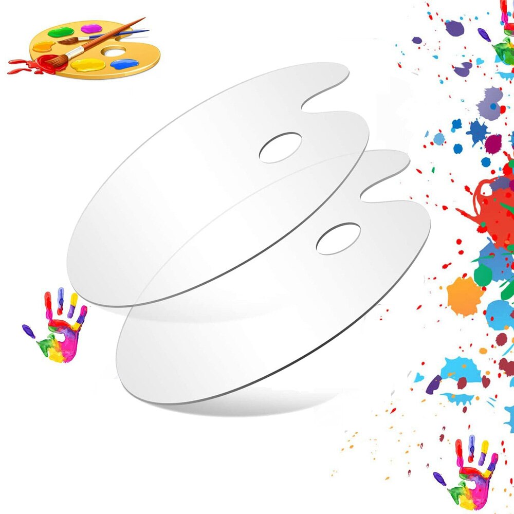 1PC Paint Palette Oval Palette Transparent Acrylic Painting Artist Mix Gouache Paint Palette