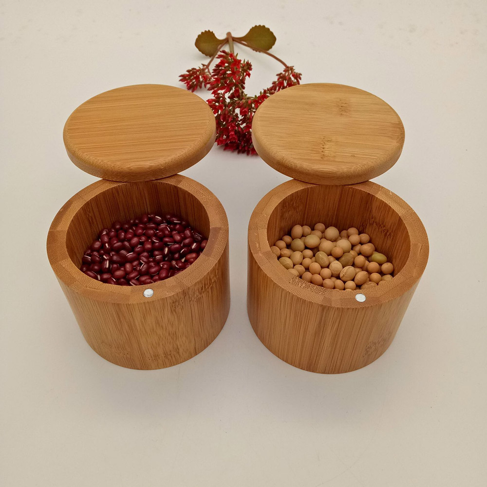 , coctelera de sal Natural de bambú para cocina, botella de especias para el hogar con caja de almacenamiento con tapa, accesorios de cocina, tarro de condimento de madera