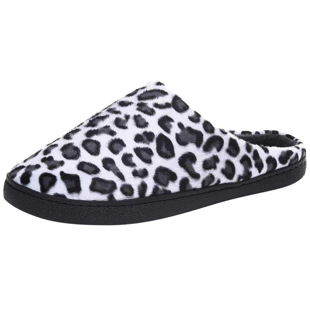 Mäns tofflor par vinter inomhus hem leopard tofflor halkfria varma fritidshotell tofflor zapatillas casa hombre  a50: Vit / 47