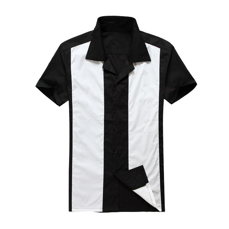 Plus Größe männer 50 s Mens Bowling Kleid Hemden Kurzarm Patchwork Rockabilly Stil lässig Baumwolle Bluse Männliche Kleidung