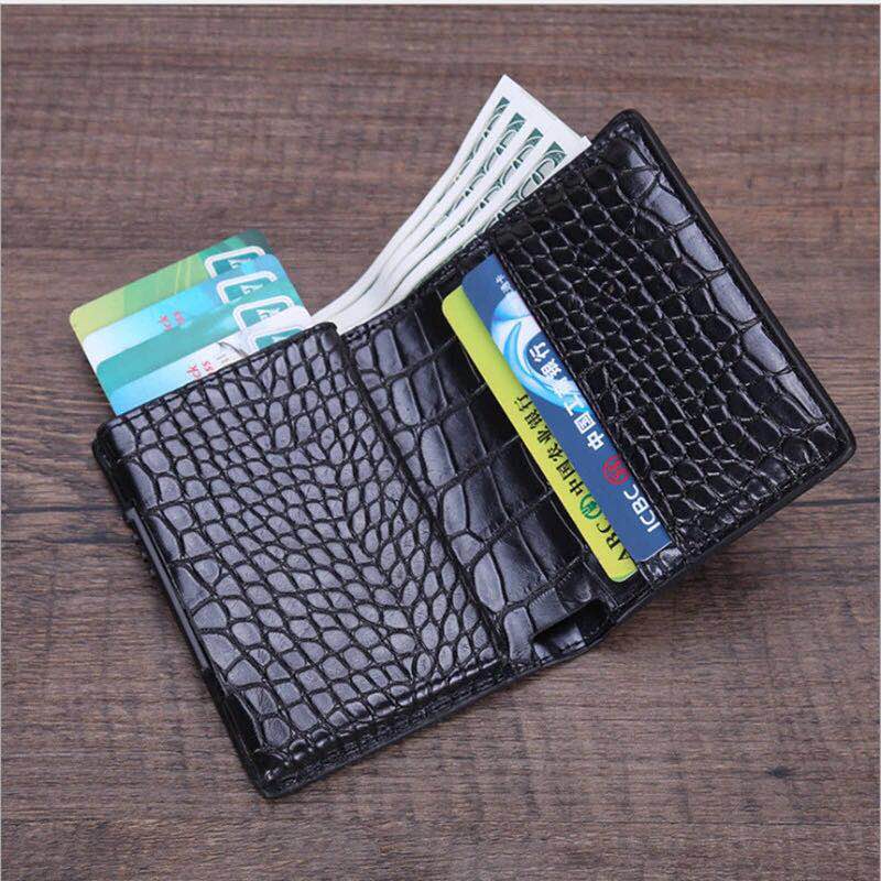 tarjetero delgado de aluminio para hombre y mujer, billetera de Metal para portadores de tarjetas, paquete de tarjetas de identificación, Protector RFID