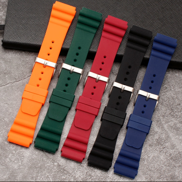 22Mm Siliconen Sport Strap Horlogeband Groene Mannen Vrouwen Waterdichte Rubberen Vervanging Armband Band Riem Horloge Accessoires Voor Seiko
