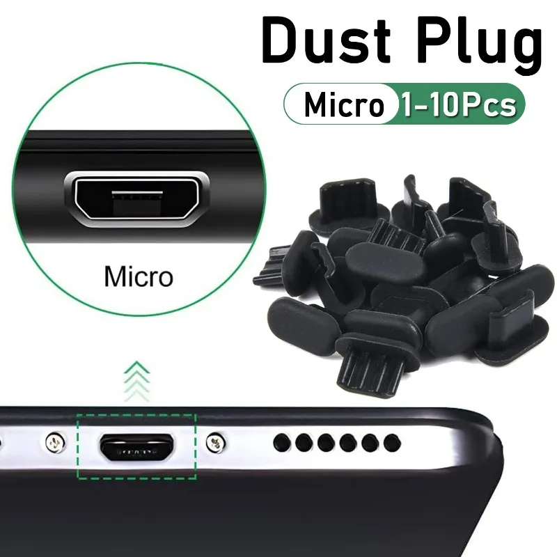 Tapones antipolvo Micro USB de silicona, tapas Micro USB, puerto de carga, tapón antipolvo para teléfono Android, portátil, banco de energía, 1-10 Uds.