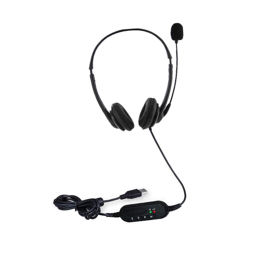 Usb Plug Snoer Headset Handsfree Binaural Hoofdtelefoon Met Noise Cancelling Microfoon Mute Volume Controle Button Voor Kantoor