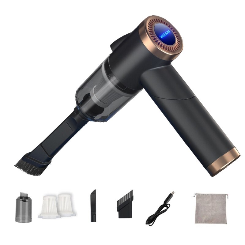 Cleaner Portable Cordless with LED Light Powerful Suction 9000Pa 90° Foldable Vacuum Dust-Buster Drawer Dry Wet Cleaning: Black