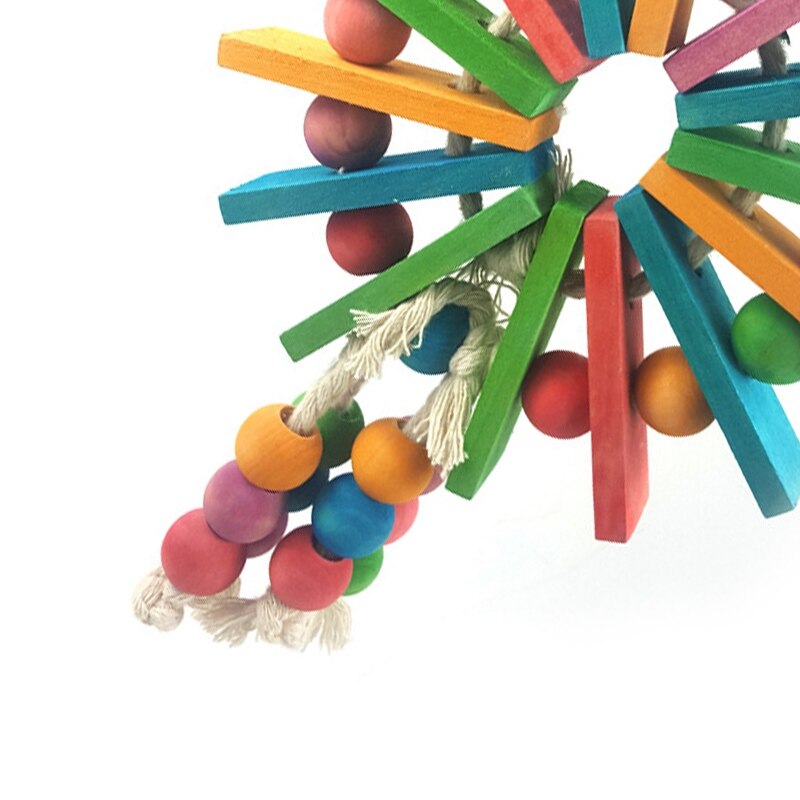 Pet Parrot Toys Wooden Hanging Cage Toys for Parrots Bird Funny Hanging Standing Toy Pet Bird Training Supplies