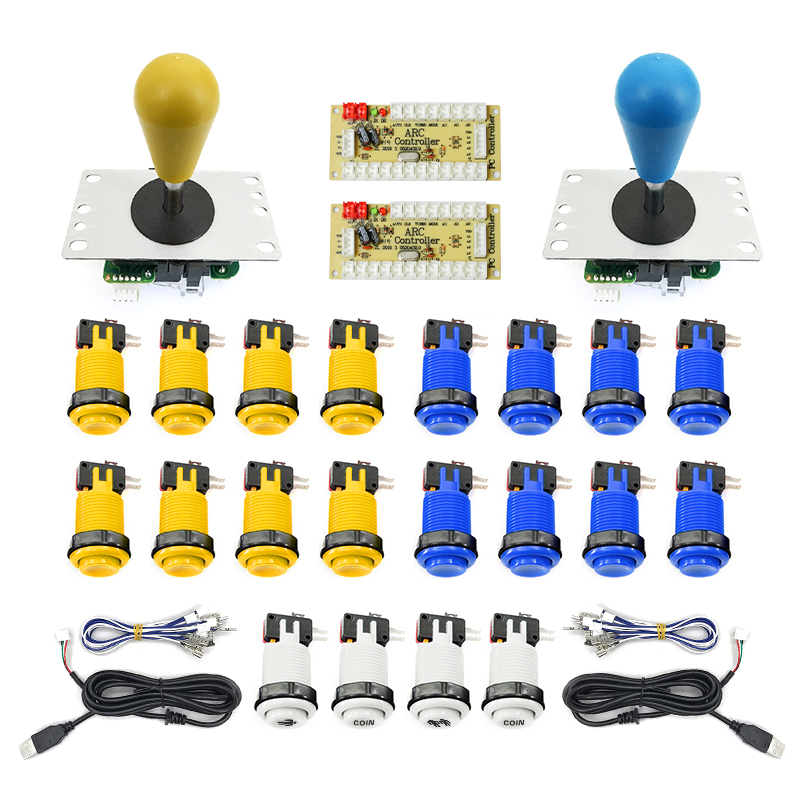 Arkade- 2 -spieler-Null-Verzögerung-Bausatz, mando Arkade usb-Encoder für pc, Himbeere Pi, happ druckknopf-Joystick, usb-Arkade-automat: Hellgrau