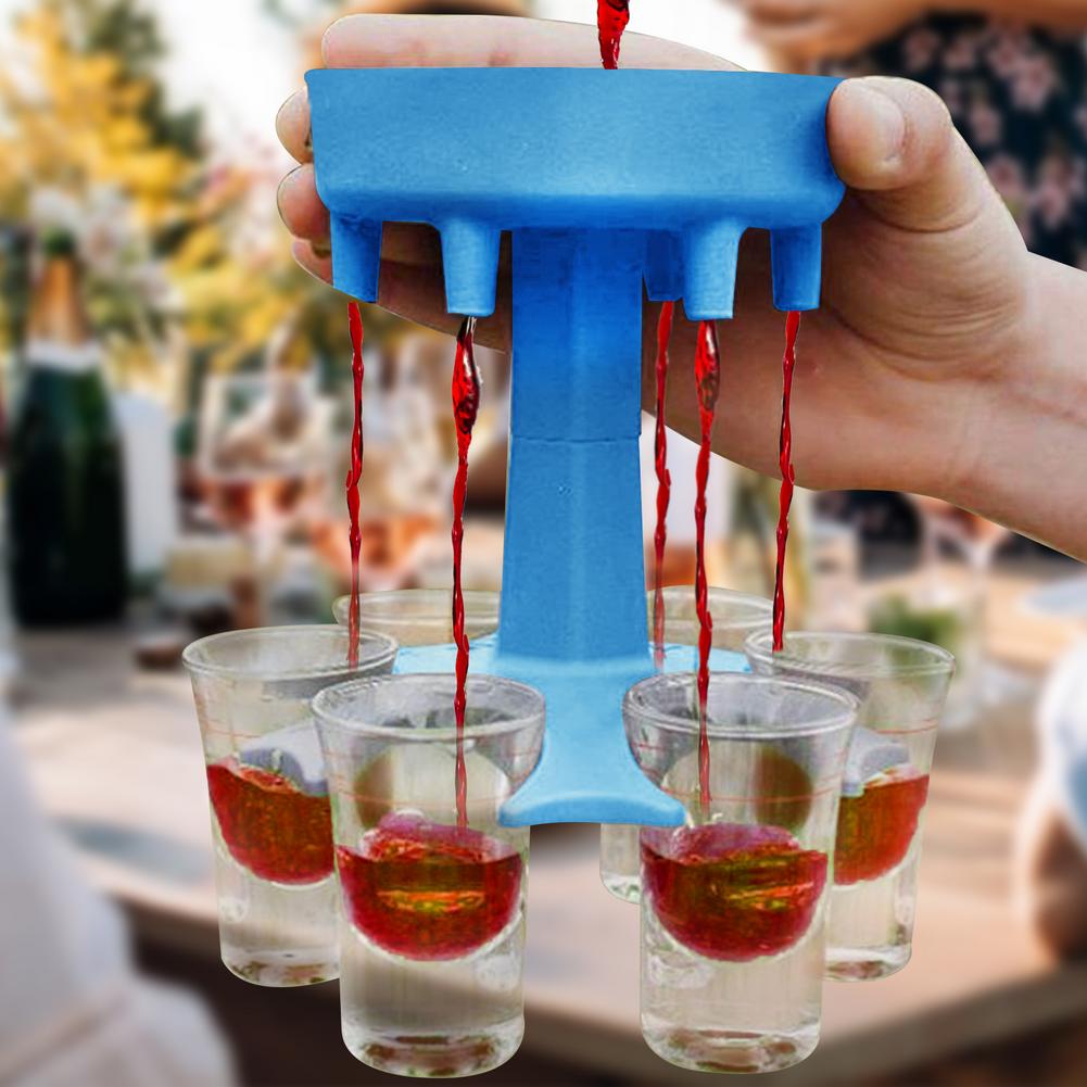 Liquor Dispenser 6 Shot Glass Holder Portable Wine Divider Bar Party Drinking Game Accessory Glass Cup Dispenser Kitchen Tool