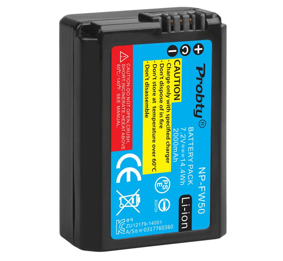 2000 mah np -fw50 np fw50 kamera batteri + ledet usb dobbelt oplader til sony alpha  a6500 a6300 a6000 a5000 a3000 nex -3 a7r: 1 stk batteri