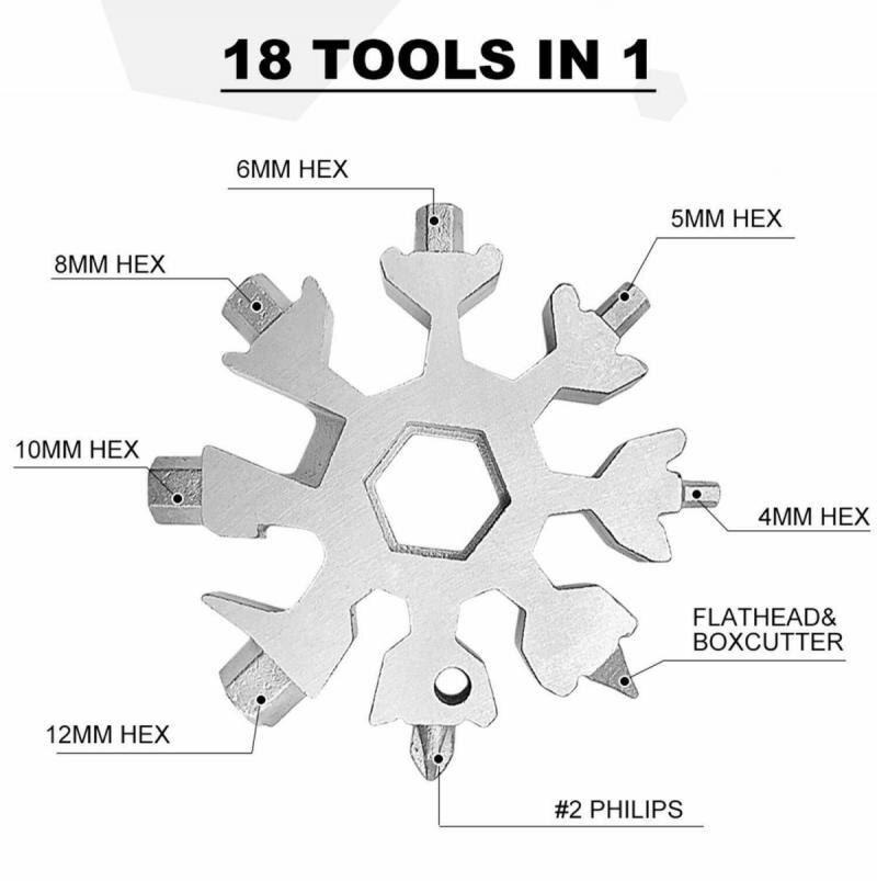 18 in 1 sneeuwvlok multitool kaart combinatie multifunctionele sneeuwvlok schroevendraaier sneeuwvlok sleutel gereedschap sneeuwvlok gereedschap kaart